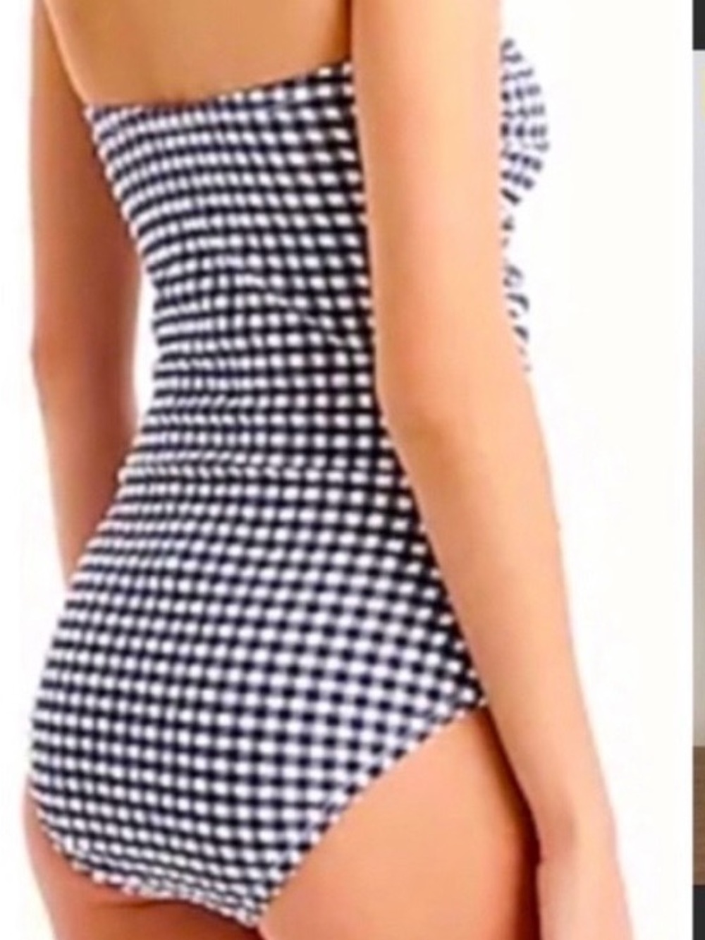 J. Crew Factory Black & White Gingham Strapless One-Piece Swimsuit - Picture 2 of 3